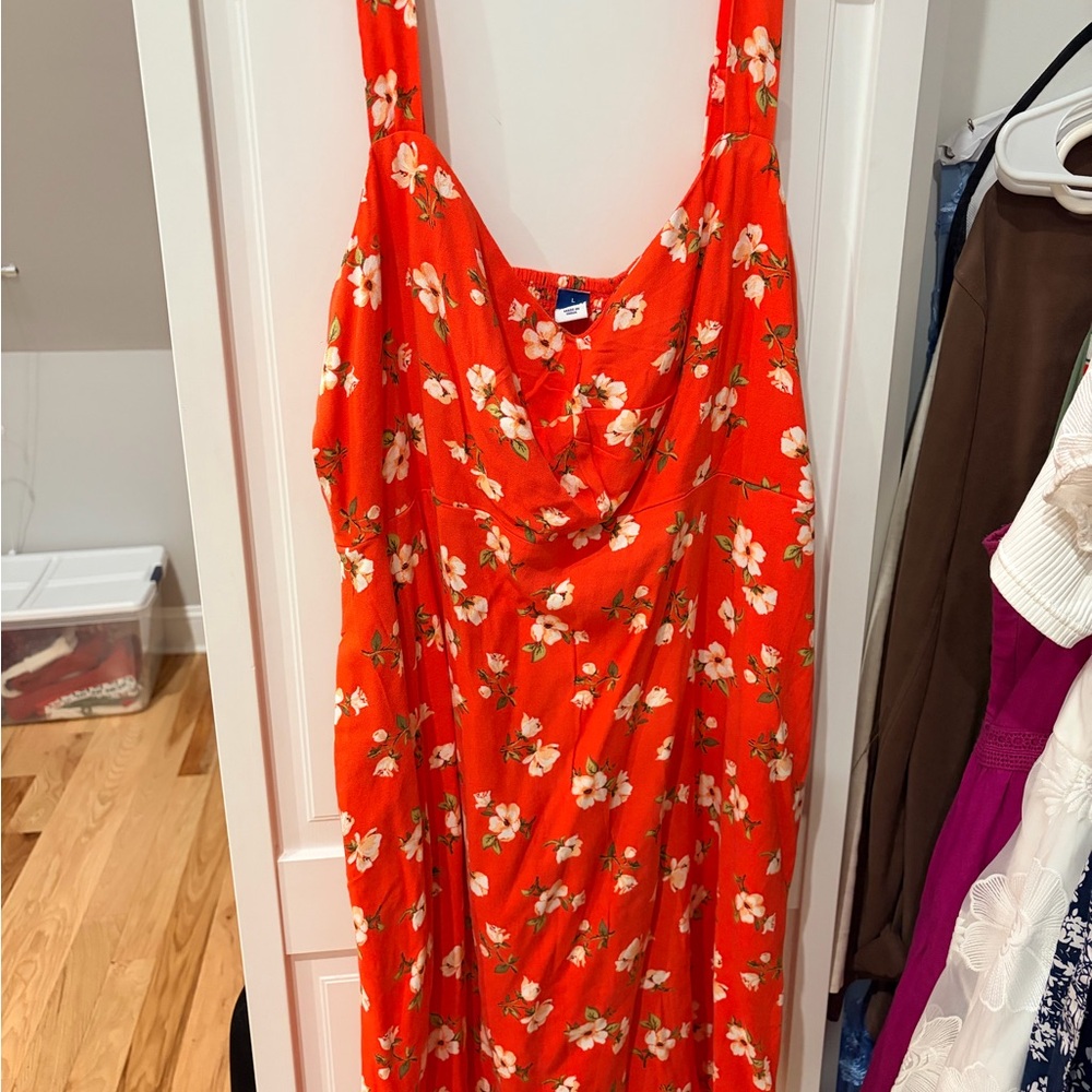 Old Navy Red Floral Cowl-Neck Mini Dress